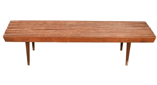 Mid Century Modern Slatted Teak Bench