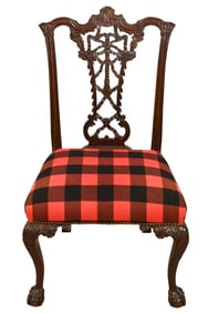 Antique Chippendale Carved Thistle Back Chair