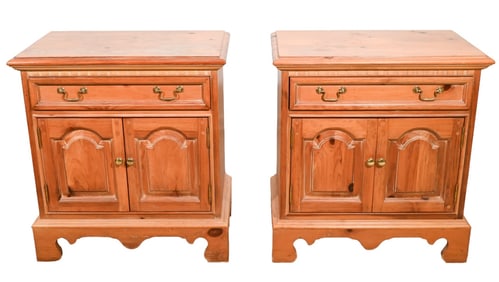 Pair Thomasville Hand Carved Nightstands