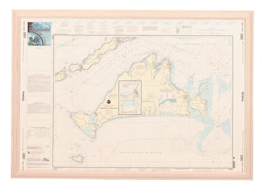 Framed Nautical Map Chart Martha's Vineyard #13233