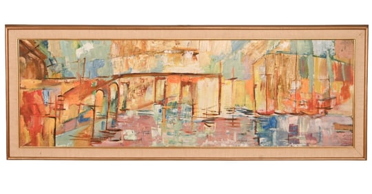 Mid Century Landscape Palette Knife Painting