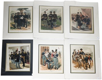 6 H.A. Ogden Lithographs Uniforms U. S. Military