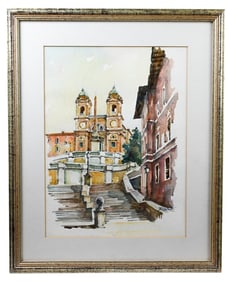 Filippo Anivitti Signed Watercolor Painting Italy
