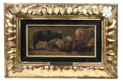 Friedrich Voltz Signed Oil Painting Grazing Sheep