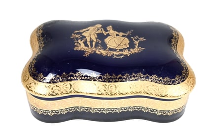 Limoges France Cobalt Blue and Gold Trinket Box