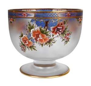 Taca Crystal Painted & Gilt Frosted Glass Compote