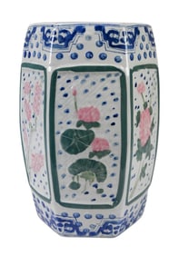 Chinese Hand Painted Blue & Pink Garden Stool