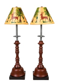 Vintage Guild Master Metal Wood Table Lamp w Shade