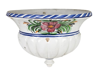 Hand Painted Italian Porcelain Hanging Garden Pot