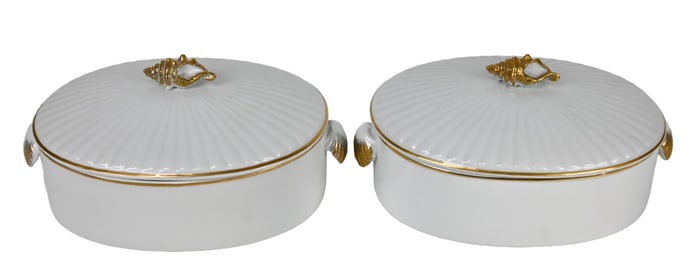 2 Shaford Co. Porcelain Sea Shell Casserole Dishes
