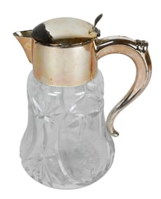 Cut Crystal & Silver Plate Iced Tea Pitcher