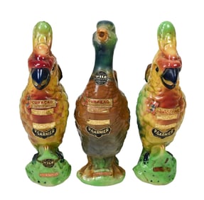 3 P. Garnier Curacao Porcelain Collector Bottles