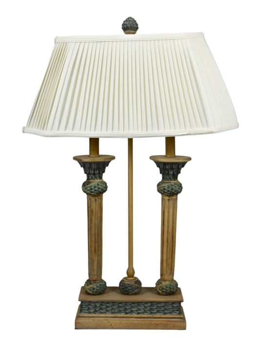 Neo Classical Style Double Column Lamp w Shade (1 of 7)