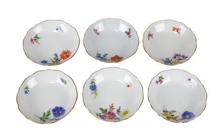 Set of 6 Meissen Porcelain Trinket Dishes