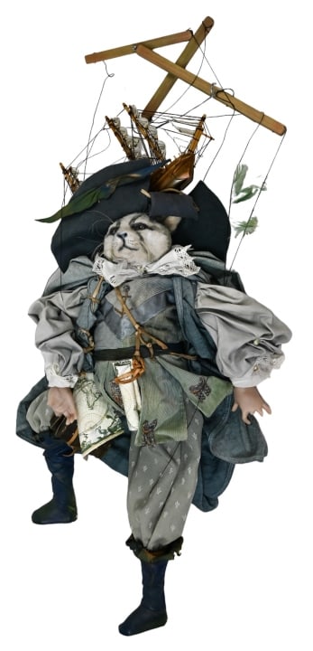 Wayne Kleski Style Victorian Cat Marionette Doll (1 of 9)