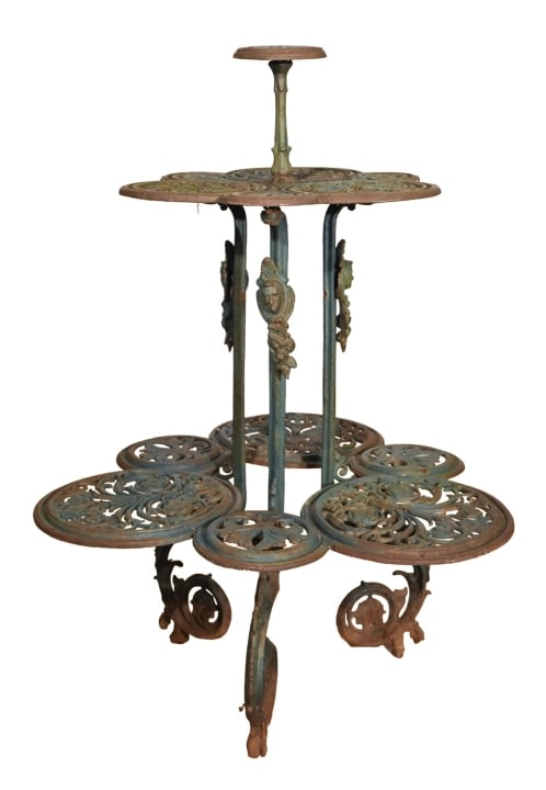 Antique Cast Iron Art Nouveau 3-Tier Plant Stand (1 of 9)