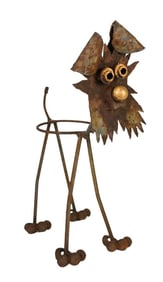 Folk Art Wrought Iron Dog Planter Holder