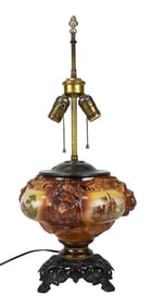 Antique Victorian Pressed Glass Lions Head Lamp