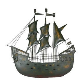 Vintage Turner Manufacturing Tole Clipper Ship