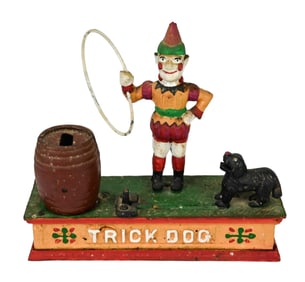 Vintage Trick Dog Cast Iron Bank
