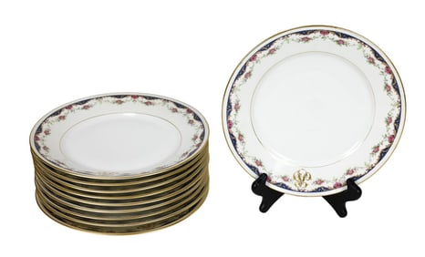 10 Antique Limoges Porcelain Hand Painted Plates