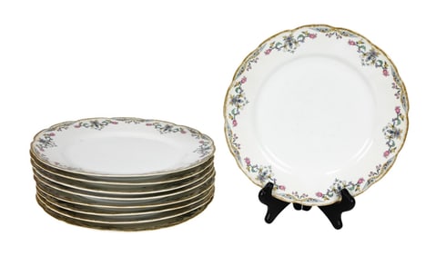 9 Antique Limoges Porcelain Hand Painted Plates