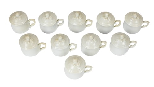 10 Antique Limoges France Covered Pots de Creme