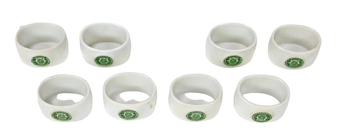 8 Limoges France Iron Stone Napkin Ring w Logo