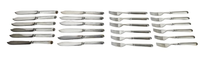 S Bros Silver Plate Dinner Fork & Knife Set for 12