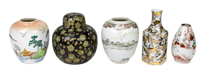 Collection Hand Painted Asian Porcelain Vessels