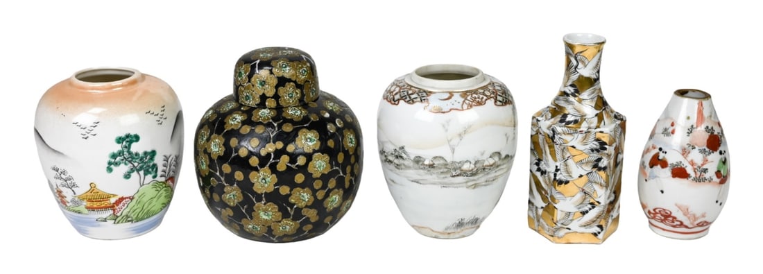 Collection Hand Painted Asian Porcelain Vessels (1 of 6)