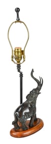 Bronze Tone Elephant Statue Table Lamp