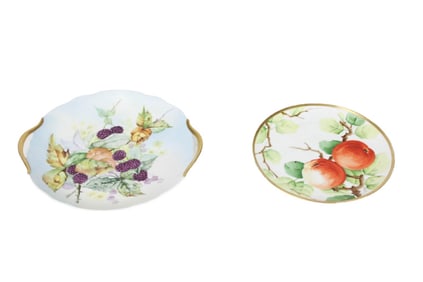 Two Austrian Hand Painted Porcelain Serving Plates