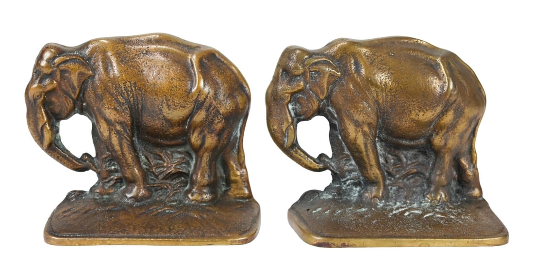 Pair Bronze Elephant Book Ends (1 of 6)