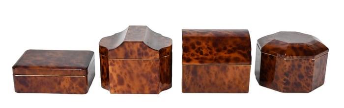 4 Matching Faux Tortoiseshell Table Boxes 1987