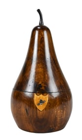 English Hand Carved Pear Form Tea Caddy