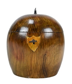 English Hand Carved Apple Form Tea Caddy
