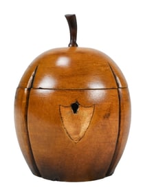 English Hand Carved Apple Form Tea Caddy