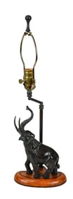 Bronze Tone Elephant Statue Table Lamp