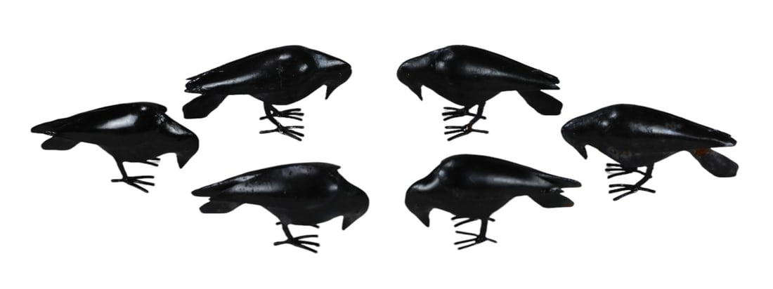 6 Wrought Iron Painted Raven Bird Statues (1 of 8)