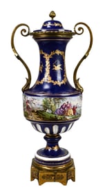 Antique Sevres Porcelain & Ormolu Table Urn