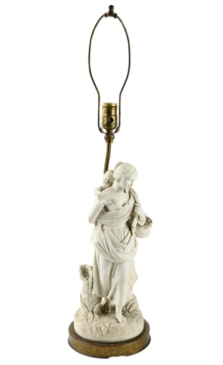 Antique Italian Blanc de Chine Cast Porcelain Lamp (1 of 13)