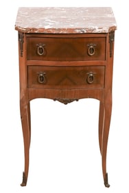 Antique Hand Carved Marble Top Side Table