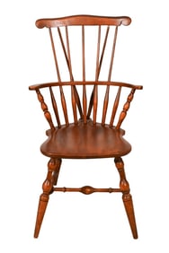 Antique Hand Carved Maple Windsor Armchair