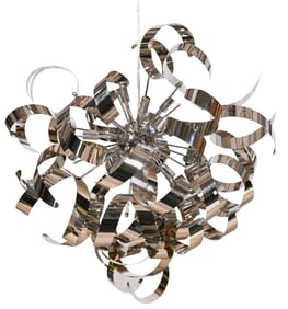 Modern Chrome Abstract  Metal Chandelier