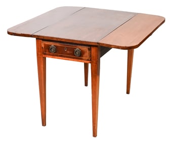 Antique Hand Carved  Drop Leaf Table with Drawer