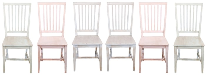 6 Custom Made Hand Painted Side Dining Chairs