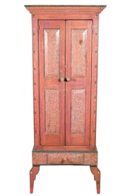 Vintage Farmhouse Style  Hand Painted Armoire