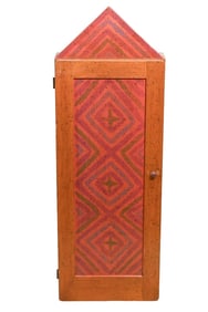 Farmhouse Style Painted Signed Hanging Cabinet