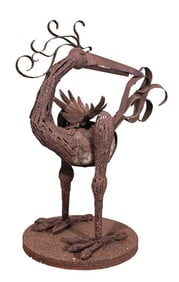 Wrought Iron Abstract Garden Sculpture of Heron